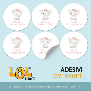 100 pz Etichette Bomboniere (Battesimo/ Nascita/ Comunione/ Cresima)-Adesivi Bomboniera-Lol T-shirt
