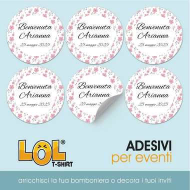 100 pz Etichette Bomboniere (Battesimo/ Nascita/ Comunione/ Cresima)-Adesivi Bomboniera-Lol T-shirt