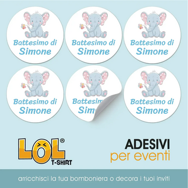 100 pz Etichette Bomboniere (Battesimo/ Nascita/ Comunione/ Cresima)-Adesivi Bomboniera-Lol T-shirt