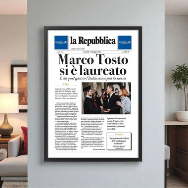 Fac-simile Pagina di Giornale Laurea Personalizzata – Idea Regalo Divertente