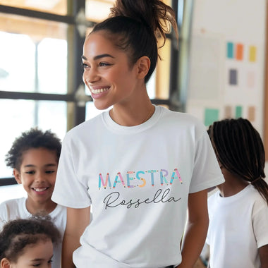 T-shirt personalizzata Maestra con nome - Matite