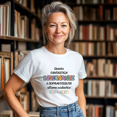 T-shirt Maestra Personalizzata Sopravvissuta all’anno scolastico