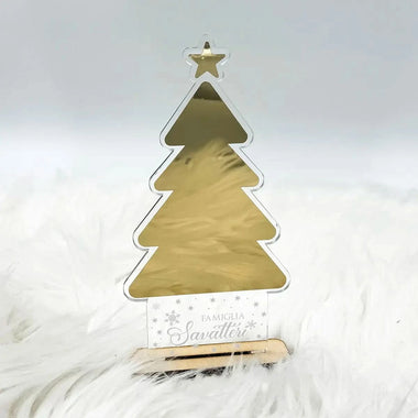 Albero Natale Personalizzato per la famiglia Plexiglass e Foglio Oro