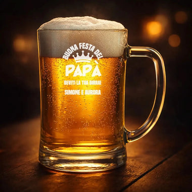 Boccale da birra Festa del Papà personalizzato con i nomi dei figli-Boccale Birra-Lol T-shirt
