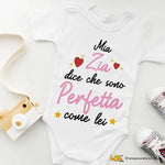 Body neonato con scritta Mia zia dice che sono perfetta come lei - regalo divertente per zia e nipote