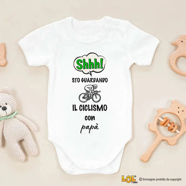 Body per Neonato Shh sto guardando il ciclismo con papà