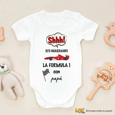 Body per Neonato Shh sto guardando la Formula 1 con papà