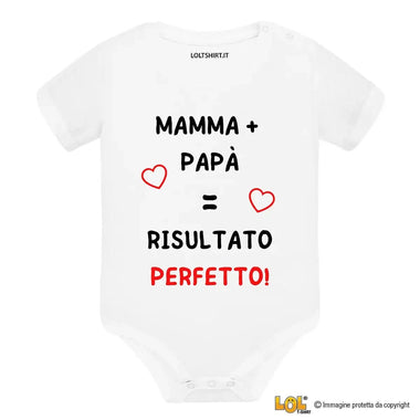 Body Neonato “Mamma + Papà = Risultato Perfetto!”-Body per bimbi-Lol T-shirt