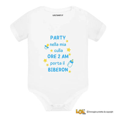 Body per Neonato Party nella mia culla ore 2 AM porta il biberon-Body per bimbi-Lol T-shirt