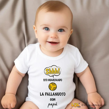 Body per Neonato Shh sto guardando la pallanuoto con papà-Body per bimbi-Lol T-shirt