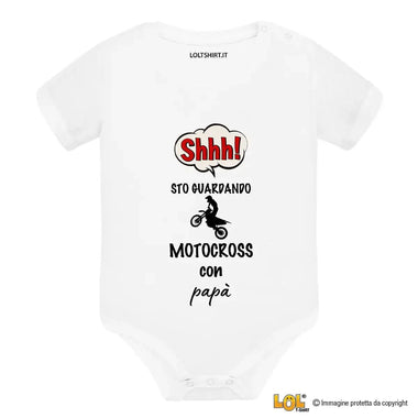 Body per Neonato Shh sto guardando motocross con papà-Body per bimbi-Lol T-shirt