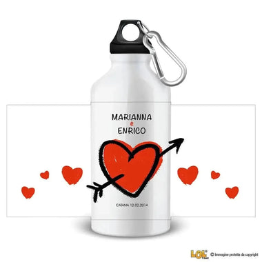 Borraccia Personalizzata con Nomi Cuore con freccia-Borraccia-Lol T-shirt