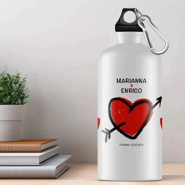 Borraccia Personalizzata con Nomi Cuore con freccia-Borraccia-Lol T-shirt