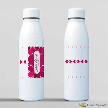 Borraccia Personalizzata con Nomi e Data con Cuori 700 ml-Borraccia-Lol T-shirt