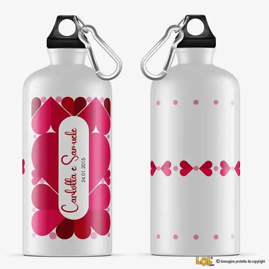 Borraccia Personalizzata con Nomi e Data con Cuori-Borraccia-Lol T-shirt