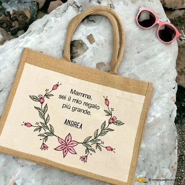Borsa Mare Personalizzata con Nome Mamma sei il mio regalo più grande-Borsa-Lol T-shirt