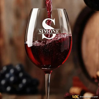 Calice Vino Nome e Iniziale Personalizzato - Idea Regalo-Calice da vino-Lol T-shirt