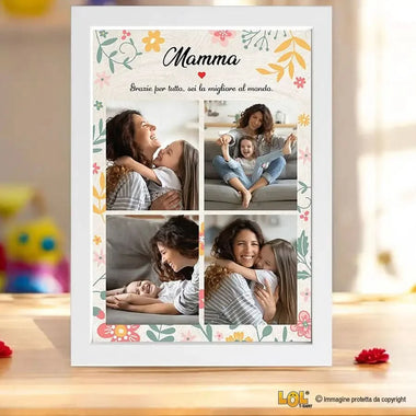 Quadro Personalizzato per Mamma con 4 Foto e Dedica - Regalo Speciale