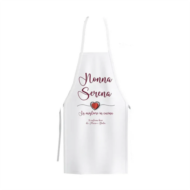 Grembiule Bianco Personalizzato con nome Nonna La migliore in Cucina – Idea Regalo per i Nonni, Festa dei Nonni-Grembiule da Cucina-Lol T-shirt