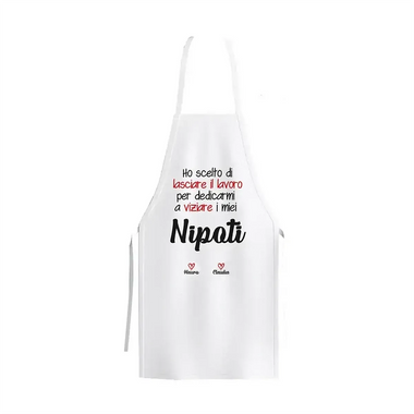 Grembiule Bianco Personalizzato con Nomi Ho scelto di lasciare il lavoro per dedicarmi a viziare i miei nipoti-Grembiule da Cucina-Lol T-shirt