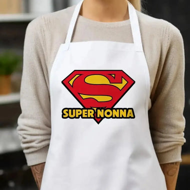 Grembiule Bianco Super Nonna – Idea Regalo per i Nonni, Festa dei Nonni-Grembiule da Cucina-Lol T-shirt