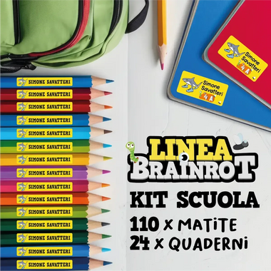 Kit etichette adesive scuola Brainrot – 110 per matite + 24 per quaderni-Etichette-Lol T-shirt