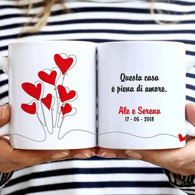 Kit Tazze Personalizzate di Coppia Con Nomi Questa casa è piena d'amore-Tazze Personalizzate-Lol T-shirt