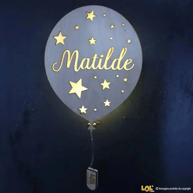 Lampada in legno a led Palloncino a Parete Personalizzabile con Nome-Lampada in legno-Lol T-shirt