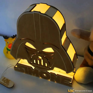 Lampada in legno a led Personalizzabile con Nome Darth Vader (Star Wars Tribute)-Lampada in legno-Lol T-shirt