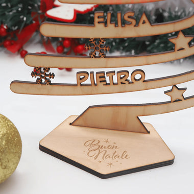 Albero in Legno Buon Natale Personalizzato con Nomi