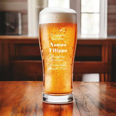 Bicchiere Birra Personalizzato con nome Il nonno migliore al mondo bicchiere da birra