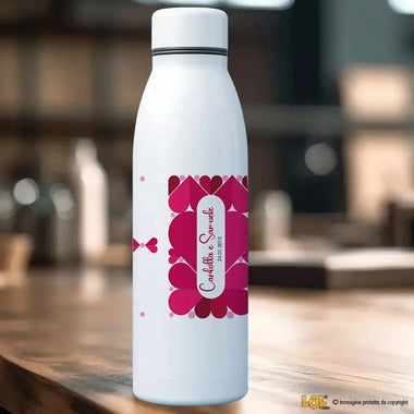 Borraccia Personalizzata con Nomi e Data con Cuori 700 ml Borraccia