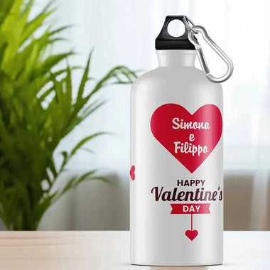 Borraccia Personalizzata con Nomi Happy Valentine's Day Borraccia