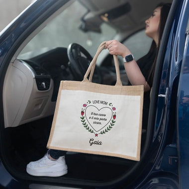 Borsa Mare Personalizzata con Nome Il tuo cuore è il mio porto sicuro Borsa