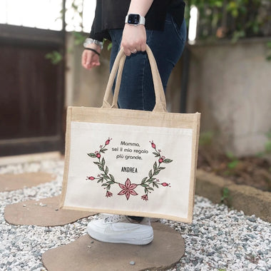 Borsa Mare Personalizzata con Nome Mamma sei il mio regalo più grande Borsa