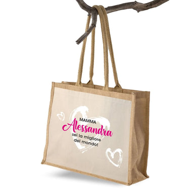 Borsa Mare Personalizzata con Nome Mamma sei la migliore del mondo Borsa