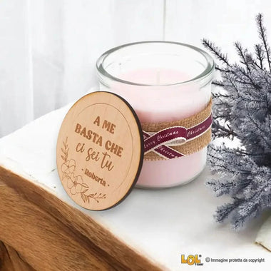 Candela al Gelsomino con Tappo in Legno e Nome Personalizzato Candela Personalizzata