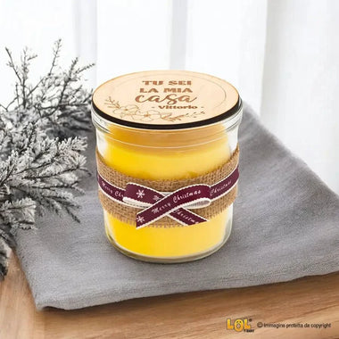 Candela al Limone con Tappo in Legno e Nome Personalizzato Candela Personalizzata
