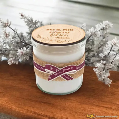 Candela agli Agrumi e Cipresso con Tappo in Legno e Nome Personalizzato Candele Personalizzate