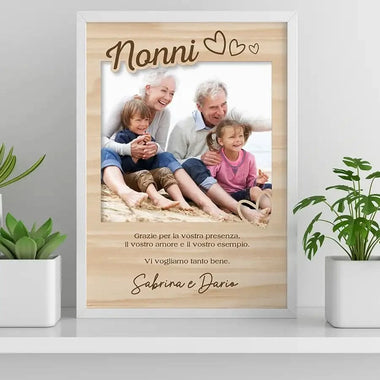 Quadro in Legno Ringraziamento Nonni Personalizzata con Dedica – Idea Regalo per Nonni, Festa dei Nonni Cornice