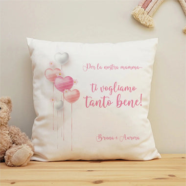 Cuscino Quadrato Con Nomi Per la nostra mamma ti vogliamo bene Cuscino personalizzato