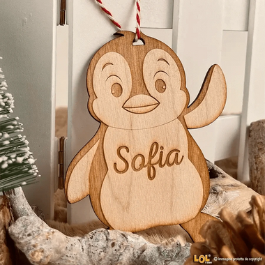 Decorazione di Natale in Legno Personalizzata Pinguino