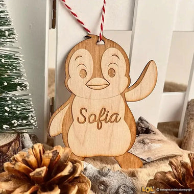 Decorazione di Natale in Legno Personalizzata Pinguino