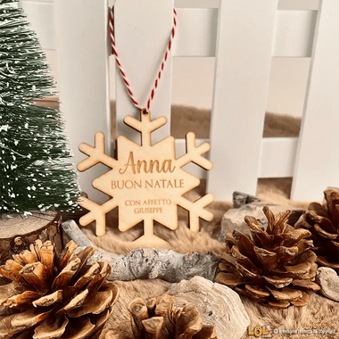 Decorazione in Legno di Natale con nome e frase personalizzabile