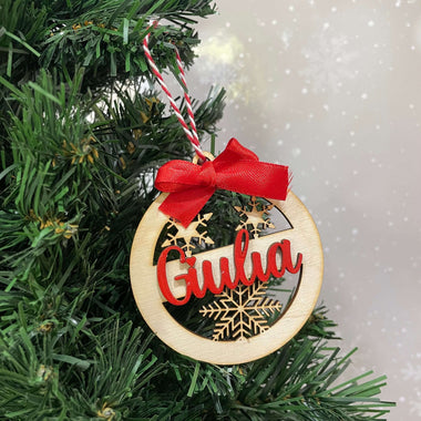 Pallina di Natale in legno con nome personalizzabile in 3D Decorazioni natalizie