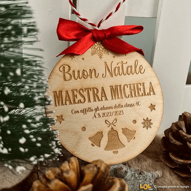 Pallina di Natale in legno Regalo per Maestra personalizzabile Decorazioni natalizie