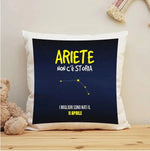 Cuscino Personalizzato Segno Zodiacale Ariete con Fondo Stellato Federe per cuscino
