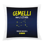 Cuscino Personalizzato Segno Zodiacale Gemelli con Fondo Stellato Federe per cuscino