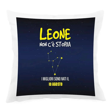Cuscino Personalizzato Segno Zodiacale Leone con Fondo Stellato Federe per cuscino