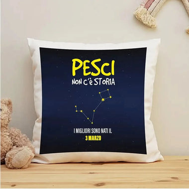 Cuscino Personalizzato Segno Zodiacale Pesci con Fondo Stellato Federe per cuscino